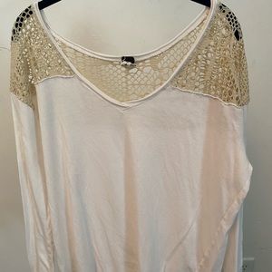 We the Free Cream Lace Long Sleeve Shirt